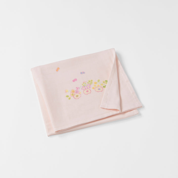 ガーゼブランケット<br>手描＆手刺繍　はな