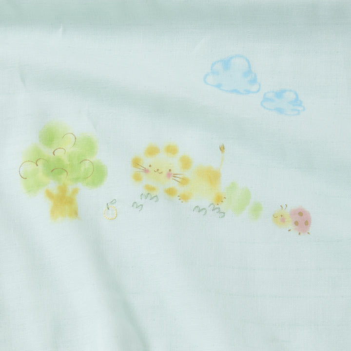 ガーゼブランケット<br>手描＆手刺繍　らいおん