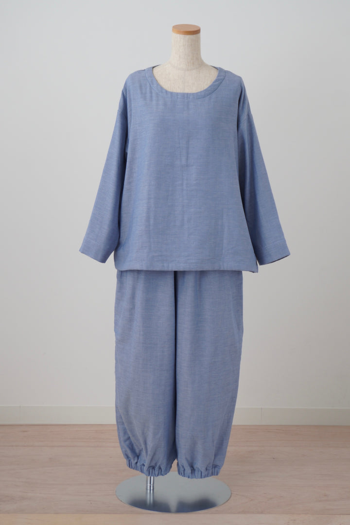 あたたかいセットアップ<br>ドロップショルダー<br>ダンガリー