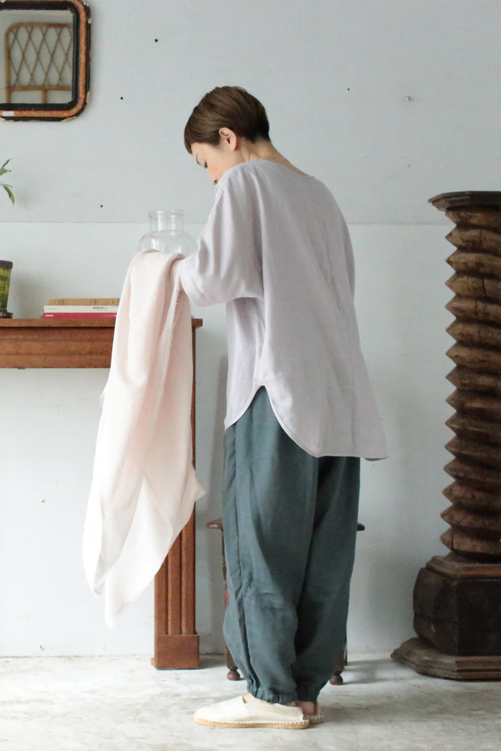ドルマン袖Tシャツ<br>綾織　グリーン