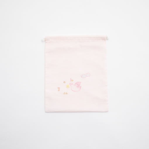袋小　手描＆刺繍<br>Peaceピンク