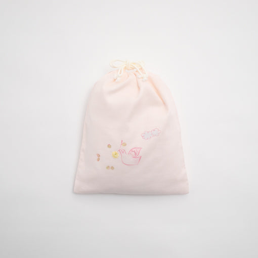 袋小　手描＆刺繍<br>Peaceピンク